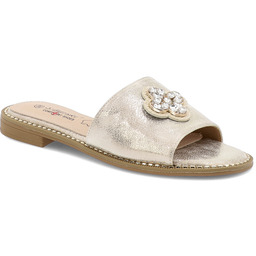 S.Barski Złote Klapki Stylowe Obuwie Damskie