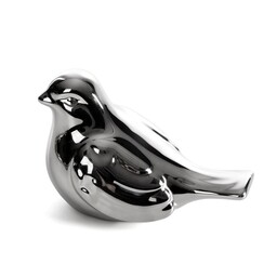 Eurofirany Figurka dekoracyjna Fabio 13x8x9 Ptak srebrna 06