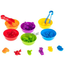 Zestaw do sortowania - pojazdy, miseczki, szczypce