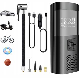 Kompresor Samochodowy Pompka Do Roweru Akumulator 6000 Mah