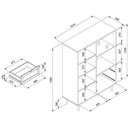 Komoda z szufladami i drzwiami dąb sonoma mat