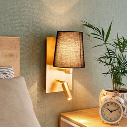 Lampa Ścienna Lindby, Aiden, czarny, salon, tkanina tekstylia,