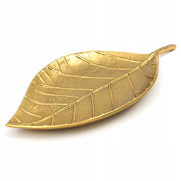 Patera Złota Liść Metalowa 45x23cm Dekoracyjna