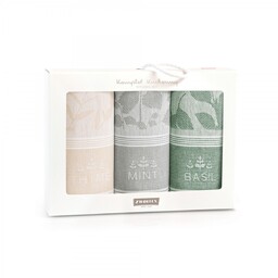 Komplet ścierek kuchennych 3-częściowy z napisami w zioła