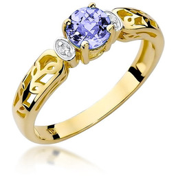 Złoty pierścionek Tanzanit 0,50ct żółte złoto pr. 585