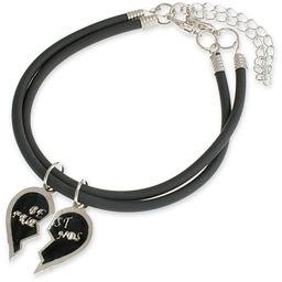 BRANSOLETKA BEST FRIENDS CZARNA kauczuk romantyczne serce masa