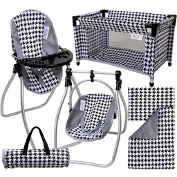 Zestaw Dla Lalek Krzesełko Do Karmienia Łóżeczko Nosidło