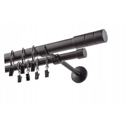 Karnisz Podwójny 160CM Giant Czarny Walec