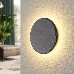 Lindby Kinkiet LED Peetu, Ø 25 cm, łupek,