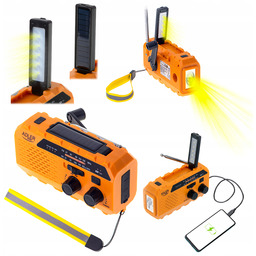 Przenośne Radio Fm Solarne Korbka Alarm Dynamo Awaryjne