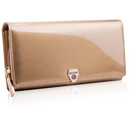 Betlewski, Portfel skórzany damski, złoty, 10x19,2 cm