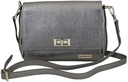 Barberinis Skórzana torebka damska metalizowana - Srebrna ciemna