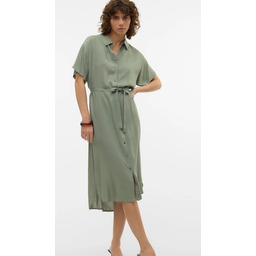Vero Moda Sukienka Zielona Koszulowa Midi S Jgr
