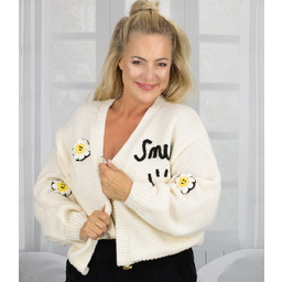 Modny kardigan sweter z naszywkami na guziki