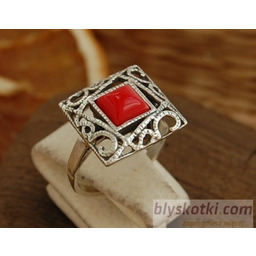 BROTO - srebrny pierścionek z koralem