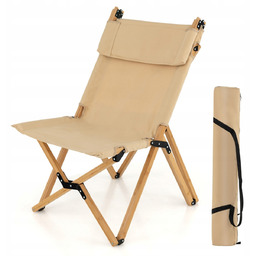 Krzesło turystyczne składane bambusowe z oparciem Costway kemping