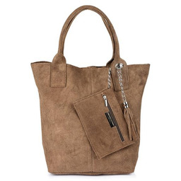 Worek beżowy taupe skórzany L82