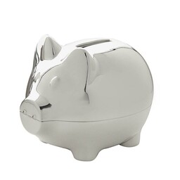 SKARBONKA ŚWINKA Bambino metalowa srebrna