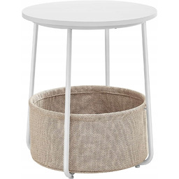 Stolik Okrągły Songmics 45x50 CM Biały Z Koszem