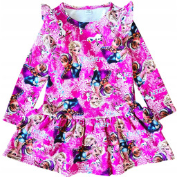 Sukienka 134 Różowa Z Falbankami Elsa I Anna