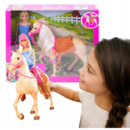 Lalka Barbie Blondynka koń FXH13 Jazda konna Konik