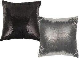 DRW Srebrna i czarna poduszka z cekinami, zmieniająca