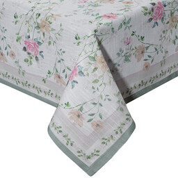 Eurofirany Obrus Summer 7 140x180 biały miętowy Kwiaty
