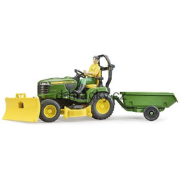 Bruder, Traktorek John Deere z kosiarką, łyżką przyczepką