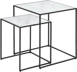 Zestaw stolików kawowych Bolton biały szklany kwadratowy nowoczesny