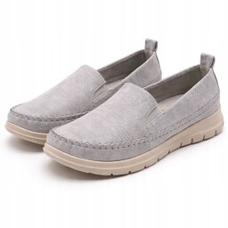 Szare mokasyny damskie wsuwane - lekkie loafersy