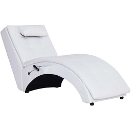 Elior Biały masujący szezlong z ekoskóry z poduszką
