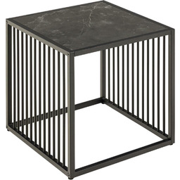 Stolik kawowy Strington 40x40 cm czarny kwadratowy marmurowy