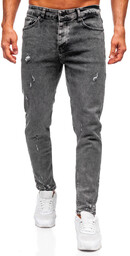 Grafitowe spodnie jeansowe męskie slim fit Denley 6642