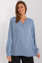 Bluzka koszulowa z długim rękawem szaro-niebieski