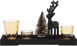 Dekoracyjny zestaw świeczników na podstawce Reindeer and tree