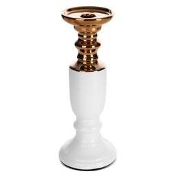 Eurofirany Świecznik ceramiczny Lari 2 10x26 biały złoty