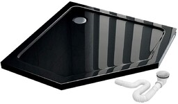 REA-K8543 Diamond Black Brodzik pięciokątny akrylowy czarny 90x90