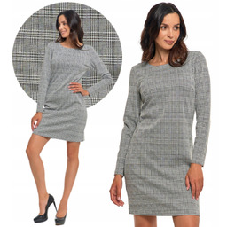 SUKIENKA DAMSKA OŁÓWKOWA Z DŁUGIM RĘKAWEM KOBIECA ELEGANCKA