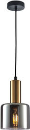 Lampa wisząca loftowa miedziana ze szkłem dymionym PND-65342-1-BRO+SG