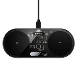 Baseus Digital LED Display podwójna ładowarka bezprzewodowa