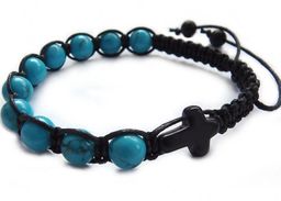 Różaniec na rękę bransoletka shamballa turkus 7306 [k0]