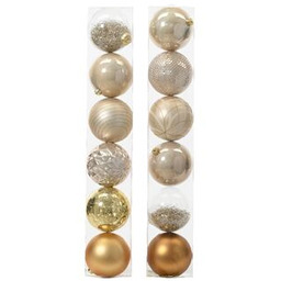 Bombki plastikowe połysk/mat/brokat 15 cm perłowe/złote 6 szt.