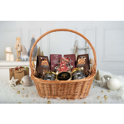Kosz prezentowy wiklinowy duży zestaw na święta