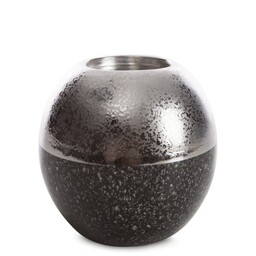 Eurofirany Świecznik ceramiczny 11x11x10 Leo srebrny stalowy 01