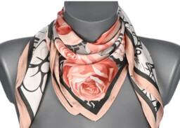 Chusta damska apaszka SATYNOWA gawroszka GB-31 łososiowe róże