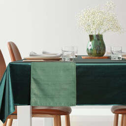 Obrus bożonarodzeniowy zielony + bieżnik zdobiony złotą nicią