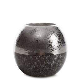 Eurofirany Świecznik ceramiczny Leo 8x8x8 srebrny stalowy 02