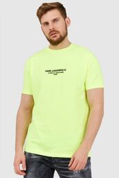 KARL LAGERFELD Neonowy t-shirt męski z wypukłym logo,