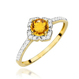 Złoty pierścionek Cytryn 0,50ct żółte złoto pr. 585