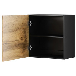 Witryna wisząca czarna / dąb wotan mat 50